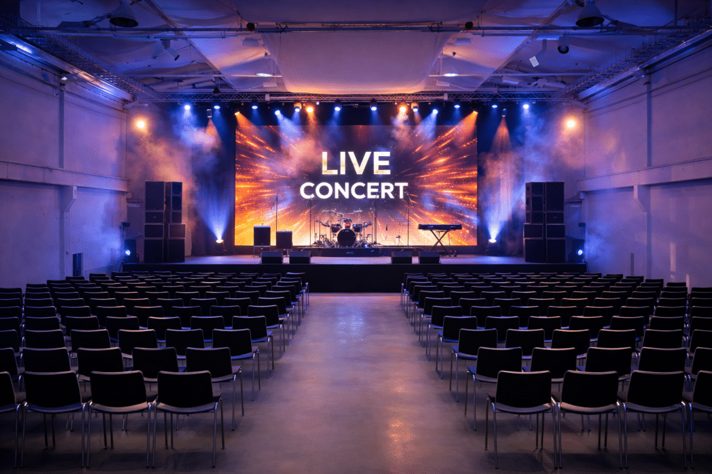 Konzerthalle Berlin mit Bühne und Lichtshow – Eventlocation mieten für Live-Konzerte